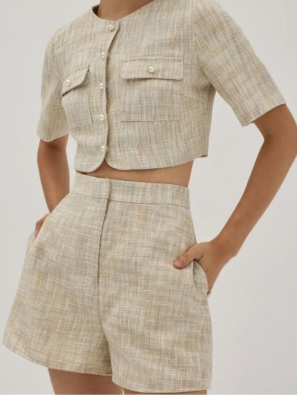 Love Bonito Tan Tweed Shorts